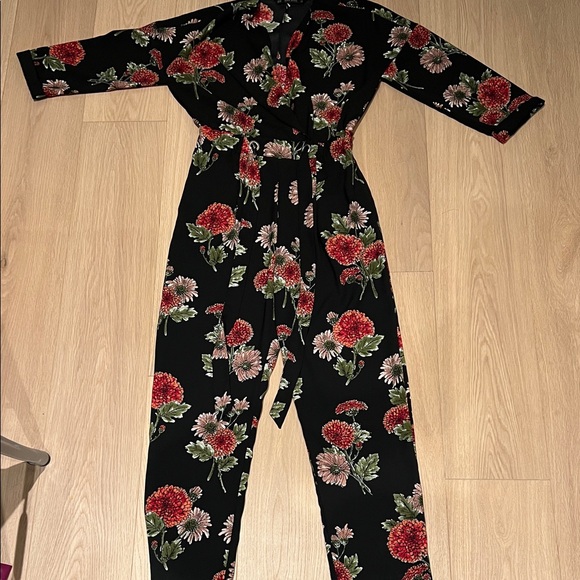 Zara Black Floral Jumpsuit - Picture 1 of 3